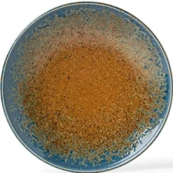MIYA Company Aoi Nagashi Blue and Brown Ceramic Plate made in Japan available at Miya. Discount