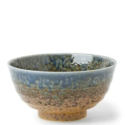 MIYA Company Aoi Nagashi Blue and Brown Ceramic Rice Bowl made in Japan available at Miya. Hot