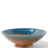 MIYA Company Aoi Nagashi Blue and Brown Ceramic Serving Bowl made in Japan available at Miya. Online