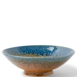 MIYA Company Aoi Nagashi Blue and Brown Ceramic Serving Bowl made in Japan available at Miya. Online