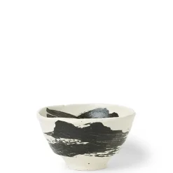 MIYA Company Black Brush Stroke Design Ceramic Everyday Bowls made in Japan available at Miya. Online