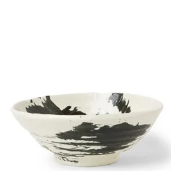 MIYA Company Black Brush Stroke Design Ceramic Everyday Bowls made in Japan available at Miya. Best