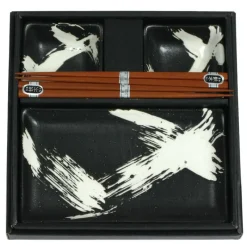 MIYA Company Black Brush Stroke Sushi Set at Miya New