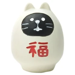 MIYA Company Black Cat Wrapped in White Daruma Costume Figurine from Decole Japan available at Miya. Clearance