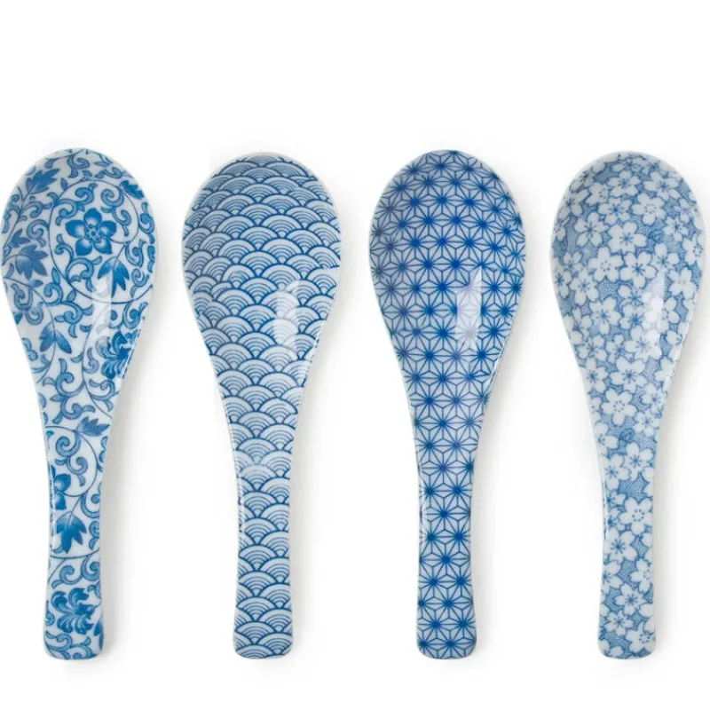 MIYA Company Blue & White Soup Spoon Set Clearance