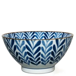 MIYA Company Blue and White Shidae Ferns 7" Ramen Noodle Bowl from Japan at Miya. Sale