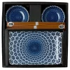 MIYA Company Blue and white snow pattern sushi for two set made in Japan available at Miya. Clearance