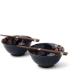 MIYA Company Blue ceramics with pink sakura design made in Japan available at Miya. Clearance