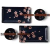 MIYA Company Blue ceramics with pink sakura design made in Japan available at Miya. Sale