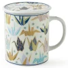 MIYA Company Blue Origami Cranes Lidded Mug  at Miya Outlet