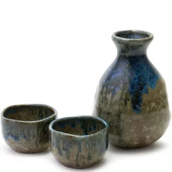MIYA Company Brown & Blue Glaze Sake Set at Miya New
