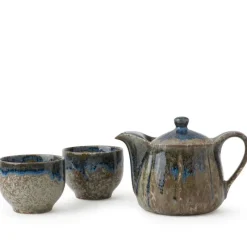 MIYA Company Brown & Blue Glaze Tea Set at Miya Best