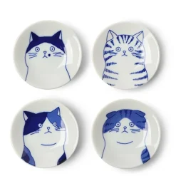 MIYA Company Cat Face Small Plate 3" Set/4 Hot