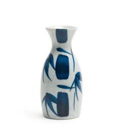 MIYA Company Ceramic Blue and White Bamboo Sake Bottle Made In Japan. Outlet