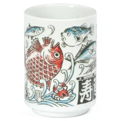 MIYA Company Ceramic Red Tai Fish Teacup Made in Japan. Sale