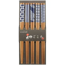 MIYA Company Chopsticks Set Bamboo Waka Blue/White New