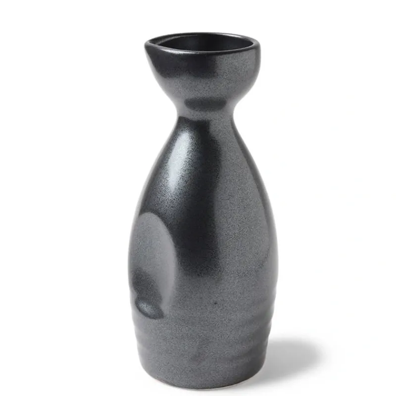 MIYA Company Dark Gray "Iron Glaze" Sake Bottle Made in Japan.