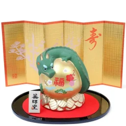 MIYA Company Figurine Dragon Green with Lucky Gem 3" New