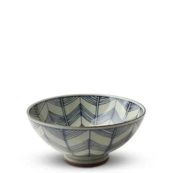 MIYA Company Green Celadon Geometric Chevron Pattern Rice Bowls Made in Japan Available at Miya. New