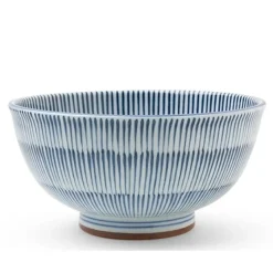 MIYA Company Hoso Tokusa Blue and White 6.25" Donburi Bowl at Miya Hot