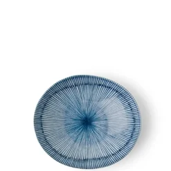 MIYA Company Hoso Tokusa Blue and White 4.25" x 4" Oval Bowl at Miya Discount