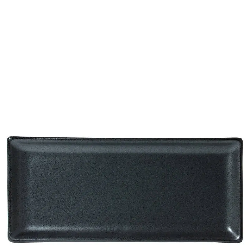 MIYA Company Iron Glaze Black Matte 11" x 5" Rectangle Plate at Miya Online