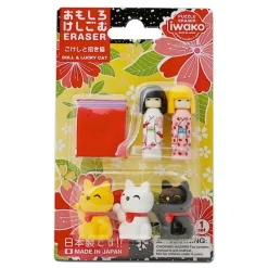 MIYA Company Iwako Kokeshi Fortune Cat Eraser Pack Best