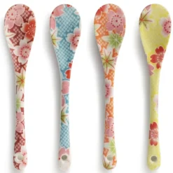 MIYA Company Japanese Kimono Floral Dessert Spoon Set available at Miya Discount