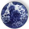 MIYA Company Komainu lion dog design on a blue and white serving plate made in Japan available at Miya. Outlet