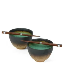 MIYA Company Kosui Green 5.5" Bowl For Two Set at Miya Online