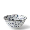 MIYA Company Maneki Neko Fortune Cat Pattern Blue and White Bowl Made in Japan Available at Miya. Outlet