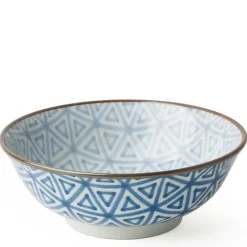 MIYA Company Monyou Blue & White Pattern Sankaku 7.5" Ramen Noodle Bowl from Japan Available at Miya. Best