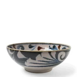 MIYA Company Rustic Blue Vines 8.5" Shallow Bowl Discount