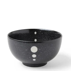 MIYA Company Satin Black White Dots 5-1/8" Bowl New
