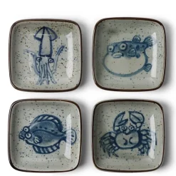 MIYA Company Sauce Dish 3.5" Sea Life Set/4 Online