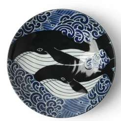 MIYA Company Shallow Bowl Blue Whale Waves 8-1/2" Outlet