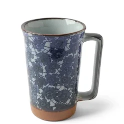 MIYA Company Tall Mug Blue Flowers 12 oz.
