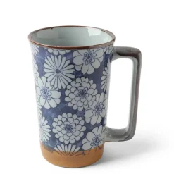 MIYA Company Tall Mug Blue Mums 12 oz. Online