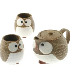 MIYA Company Tea Set Owl Brown New