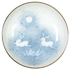 MIYA Company Tsuki Usagi Rabbit Blue and White Sauce Dish Made in Japan. Sale