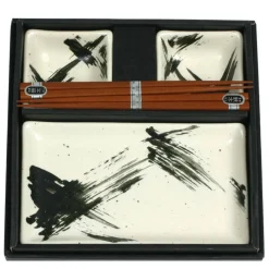 MIYA Company White Brush Stroke Sushi Set at Miya Discount