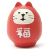 MIYA Company White Cat Wrapped in Red Daruma Costume by Decole Japan available at Miya. Outlet