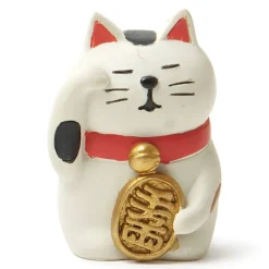 MIYA Company White Maneki Neko Fortune Cat Figurine by Decole Japan available at Miya. Outlet