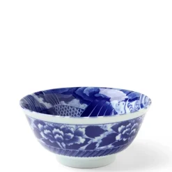 MIYA Company Wild blue koi fish design on a ceramic bowl made in Japan available at Miya. Sale