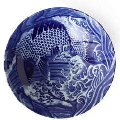 MIYA Company Wild blue koi fish design on a ceramic bowl made in Japan available at Miya. Best